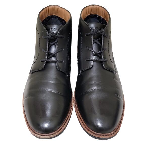Tommy Hilfiger Men Rosell Plain Toe Chukka Boot Size US 10.5M Black Faux Leather - Picture 4 of 7